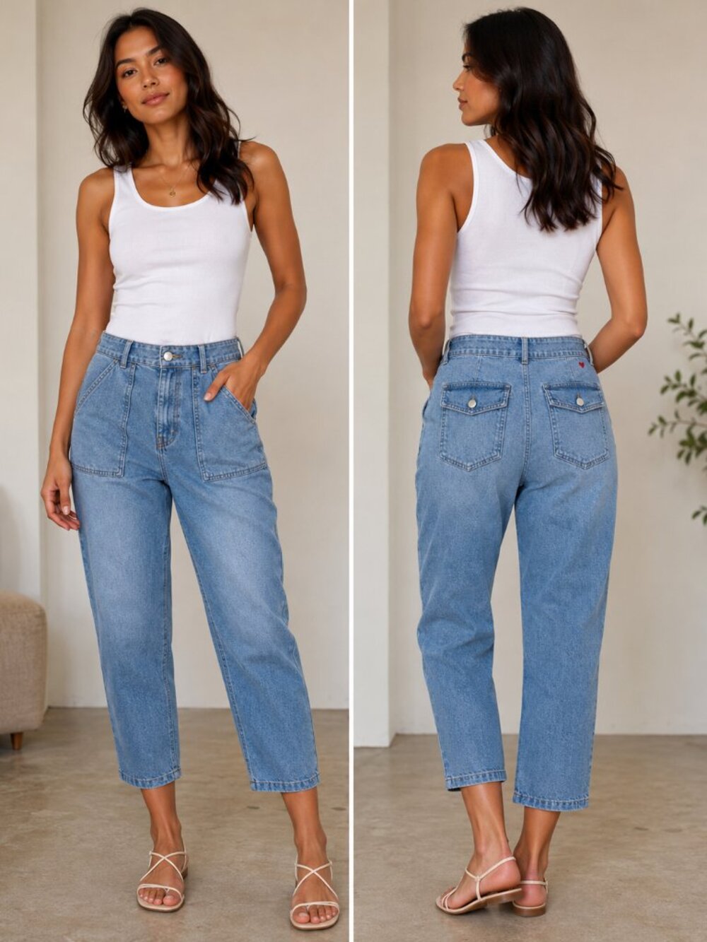 Sundry Light Blue High Rise Pleated Military Relaxed Cropped Jeans Size 27 NWT